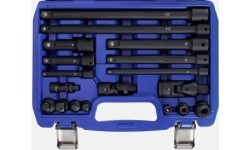 Smūginių prailgintojų ir adapterių rinkinys 1/4"+3/8"+1/2" 18vnt.