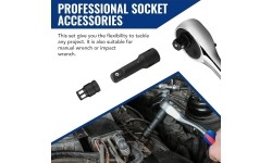 Smūginių prailgintojų ir adapterių rinkinys 1/4"+3/8"+1/2" 18vnt.