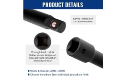 Smūginių prailgintojų ir adapterių rinkinys 1/4"+3/8"+1/2" 18vnt.