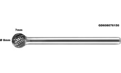 Long carbide rotary burr shape D ball (KUD) Ø 8mm