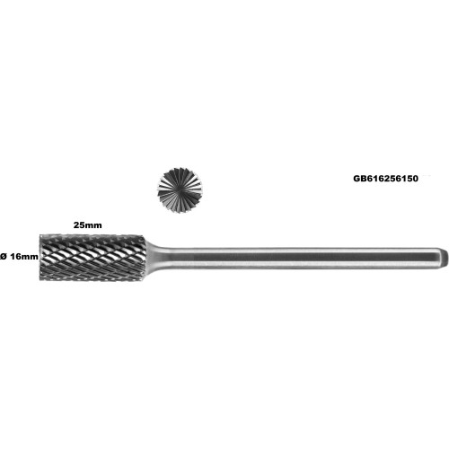 Long carbide rotary burr shape B cylinder (ZYAS) with end cut Ø 16mm