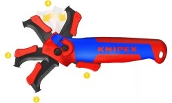 Stripping knife with guide shoe and ratchet KNIPEX