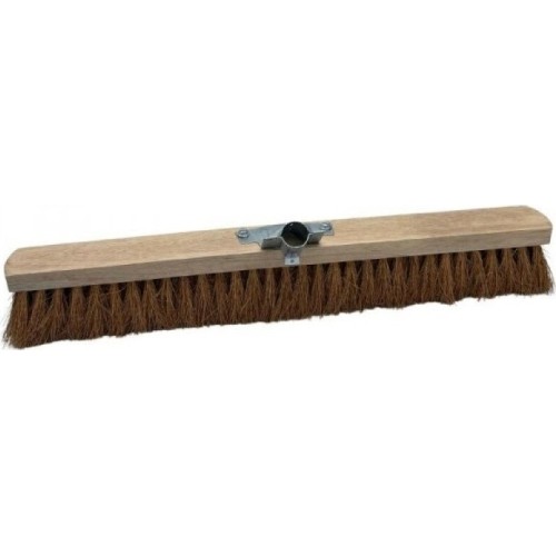 Coconut broom with inclined metal socket