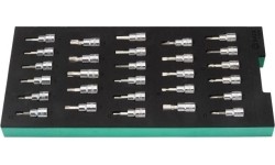 Tray. 3/8'' bit sockets set 28pcs (pl./PH/PZ/HEX/torx)