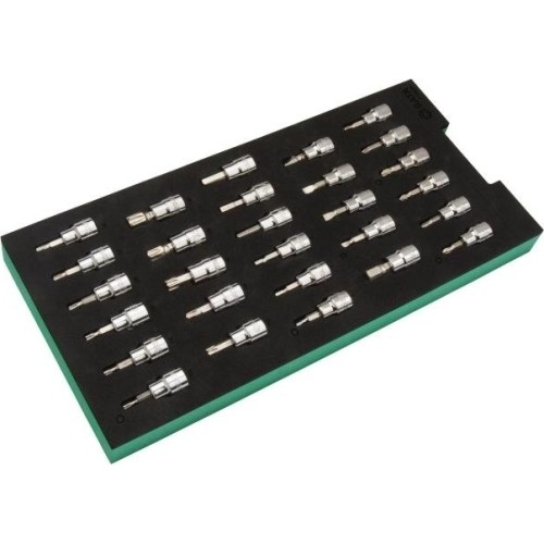 Tray. 3/8'' bit sockets set 28pcs (pl./PH/PZ/HEX/torx)