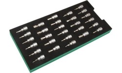Tray. 3/8'' bit sockets set 28pcs (pl./PH/PZ/HEX/torx)