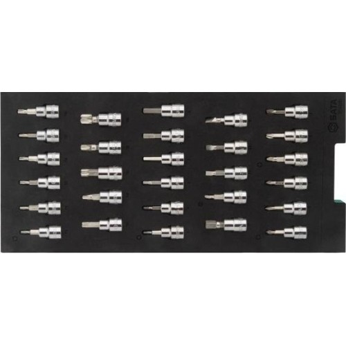 Tray. 3/8'' bit sockets set 28pcs (pl./PH/PZ/HEX/torx)