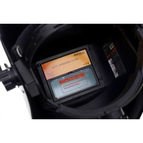 Welder helmet, self-darkening