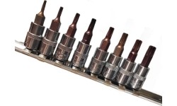 Galvučių su antgaliu rinkinys 1/4" (T-8-T-40)(torx) 8vnt.