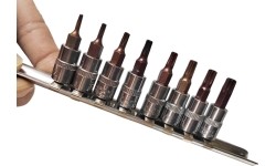 Galvučių su antgaliu rinkinys 1/4" (T-8-T-40)(torx) 8vnt.