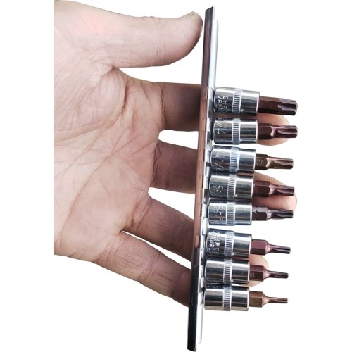 Galvučių su antgaliu rinkinys 1/4" (T-8-T-40)(torx) 8vnt.