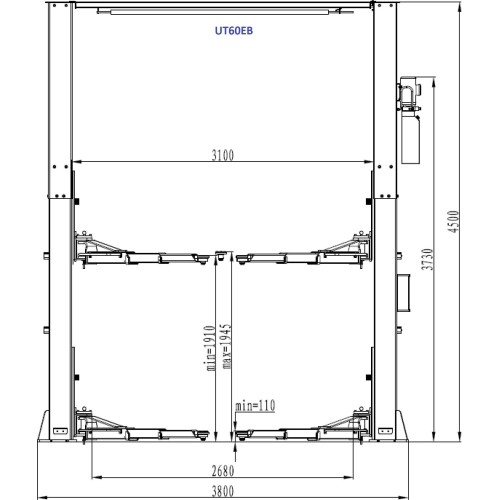 Two post clearfloor lift with electromagnetic release 6t