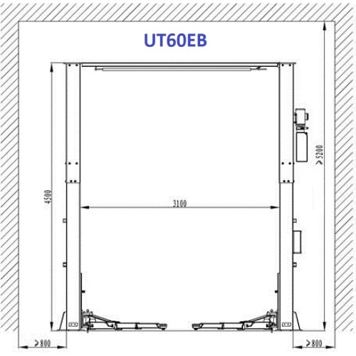 Two post clearfloor lift with electromagnetic release 6t
