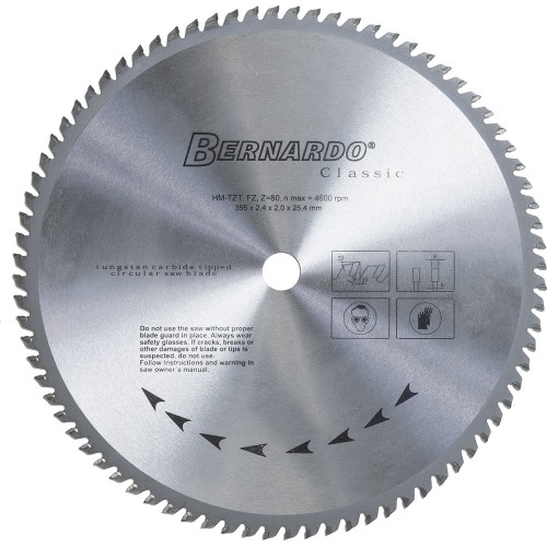 Karbido pjūklas Bernardo 355 x 2,4 x 25,4 mm, 80T aliuminiui