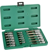 1/4" + 1/2" Dr. Bit socket set (SPLINE) 18pcs.