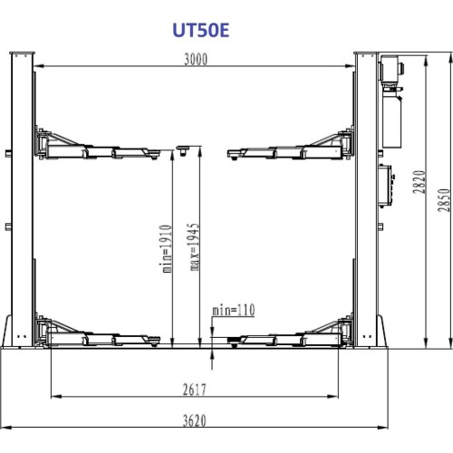 Two post floor type lift with electromagnetic release 5t
