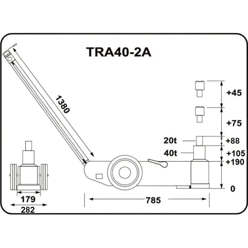 Pneumo-hidraulinis domkratas 40t/20t