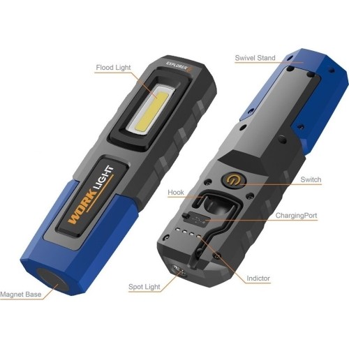 Prožektorius darbui COB+SMD (įkraunamas)