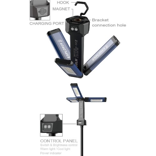Šviestuvas COB (18W) su trikoju (įkraunamas)