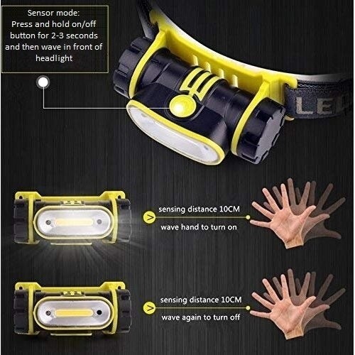 COB rechargeable head lamp with sensor