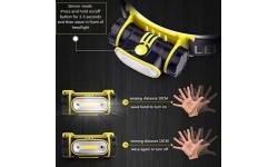 COB rechargeable head lamp with sensor