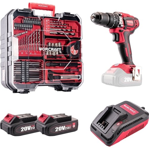 Li-ion Cordless Driver / Drill 20V with accesory kit 74pcs, 2x2.0Ah