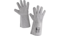 Suvirintojo pirštinės, prailgintos, odinės, pilkos