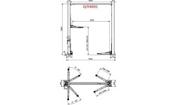 Hidraulinis dviejų kolonų keltuvas su mechaniniais saugumo fiksatoriais 4t 380V, (3 pakopų letenos)