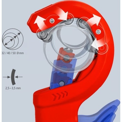 Vamzdžių pjoviklis storam plastikui 32-50mm KNIPEX DPT50