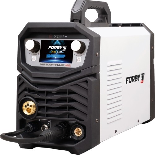 SUPER OFFER! Semi-automatic KIT FORBY® MIG 200PT LCD pulse (200A - 60%) (sinergetic) + CO2 cylinder 8l with accessories