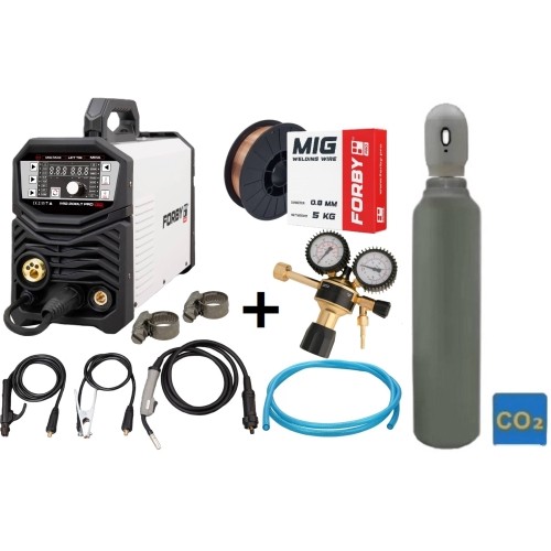 Semi-automatic KIT FORBY® MIG-200LT PRO (synergistic) + CO2 cylinder 8l with accessories