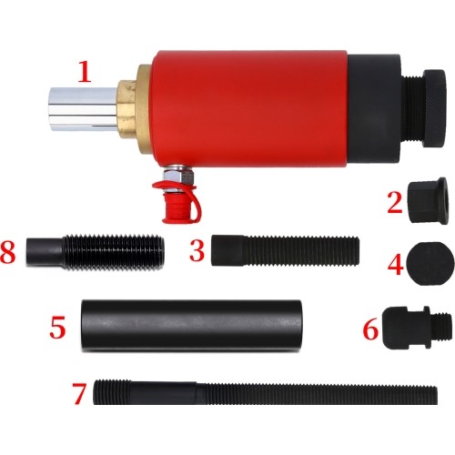 Guolių nuėmimo/uždėjimo rinkinys su hidrauliniu cilindru ir jungtimis 46vnt.