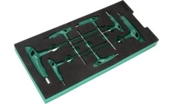 Padėklas. Šešiakampių T formos raktų rinkinys 7vnt.