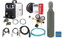 Pusautomačio KOMPLEKTAS FORBY® MIG 200PT LCD pulse (200A - 60%) (sinergetinis) + CO2 balionas 8l su priedais