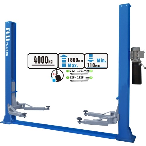 Hydraulic two post lift with mechanical safety locks, 4.0t - 4.0t, 380V