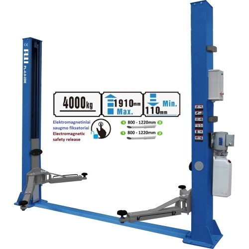 Two post hydraulic lift with electromagnetic release, 4.0t - 4.0t, 380V