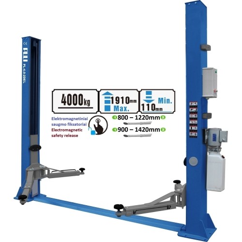 2 post hydraulic lift with electromagnetic release, 4.0t - 4.0t, 380V