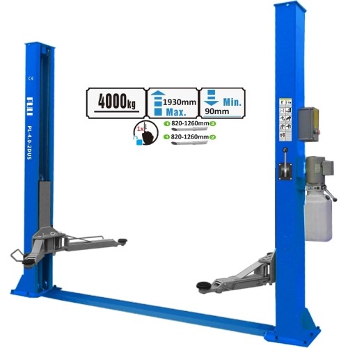 Hidraulinis 2 kolonų keltuvas su mech. saugumo fiksatoriais (vienpus fiksavimas), 4.0t - 4.0t, 380V
