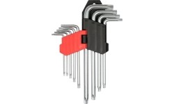 L-tipo šešiakampių TORX raktų rinkinys 9vnt. (T10-T50) su kiauryme