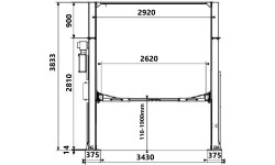 Two post lift with electromagnetic release 4.0t, 380V H3833mm