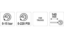 Dual foot tire gauge 0-15 bar (for truck)