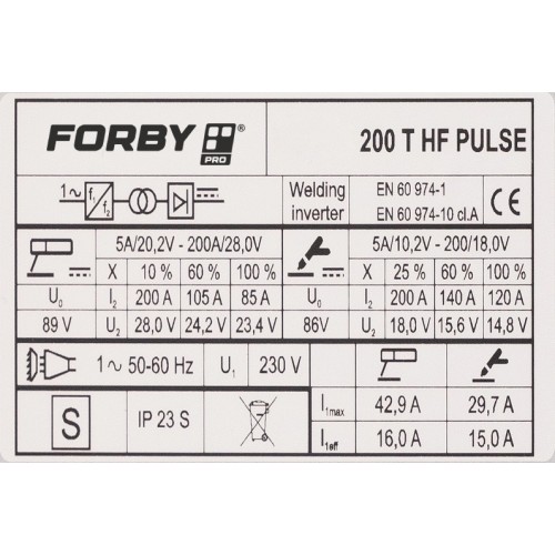 Suvirinimo aparatas FORBY® HD TIGMAN 200 T HF PULSE (pramoninis)