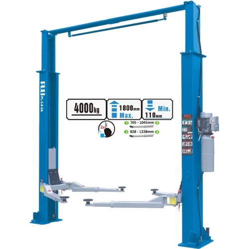 Hidraulinis dviejų kolonų keltuvas su mechaniniais saugumo fiksatoriais, 4.0t - 4.0t, 380V