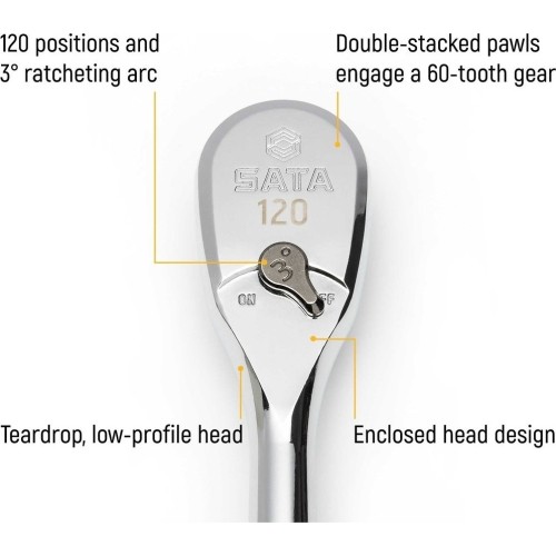 1/4" Dr. Quick-release ratchet (oval head, metal handle), 60 teeth 120P