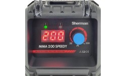 Inverterinis suvirinimo aparatas Sherman MMA 200 Speedy, su plastikiniu lagaminu ir priedais