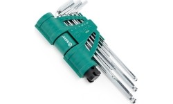 L-tipo šešiakampių prailgintų, apvalia galvute raktų rinkinys 9vnt.