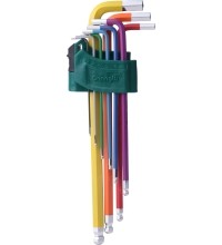 L-tipo šešiakampių vidutinių, raktų rinkinys 9vnt. (spalvoti)(1.5-10mm)