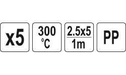 Plastiko suvirinimo juostų rinkinys (5vnt) (PP polipropilenas) 2.5x5mm 5х1m