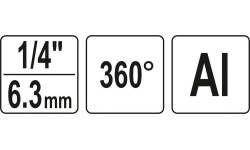 Pneumatinė jungtis 1/4 (iš.s./vid.s.) pasukama 360°