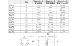 3/8" Galvutė E-TORX - E6